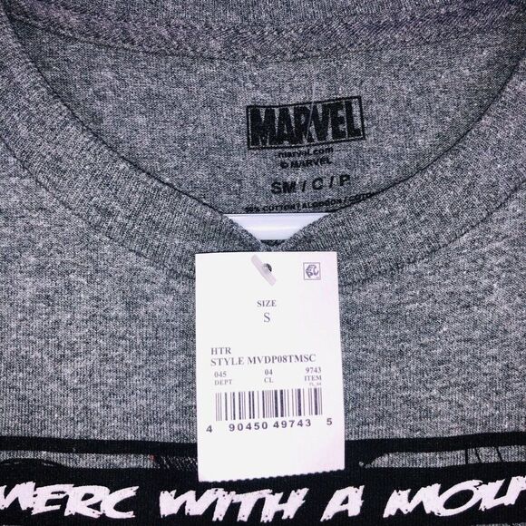 Marvel Comics Deadpool Mens S Gray Red T-Shirt Short Sleeve New - Picture 4 of 7